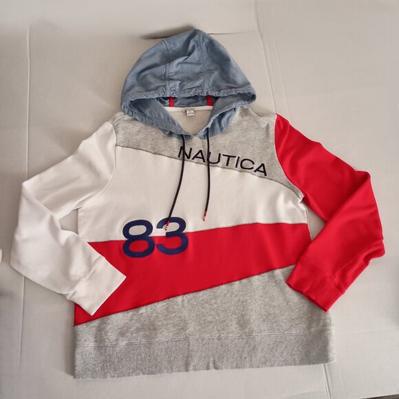Nautica Boys Red White Blue Pullover Hoodie Sweatshirt Size XL - Picture 15 of 16